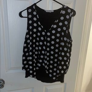 Green Envelope Black and White Polka Dot Blouse